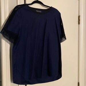 VINCE Navy and Black 100% Cotton Blouse Size L